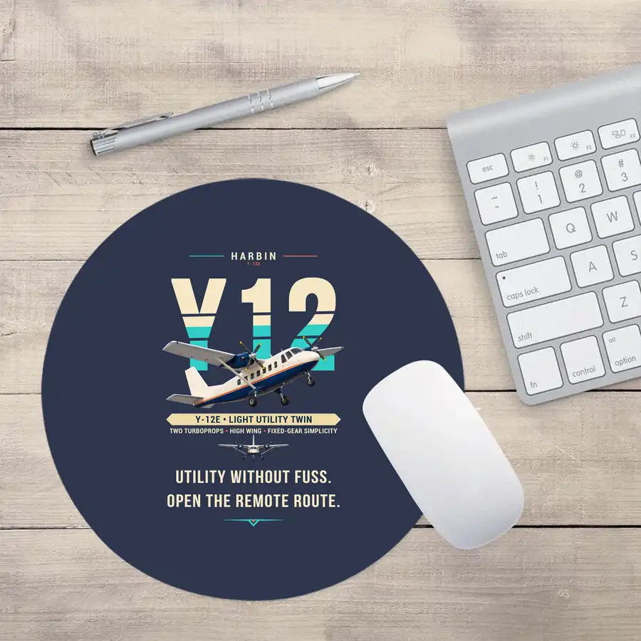 Harbin Y-12E - Original - Round Mouse Pad - Navy Blue