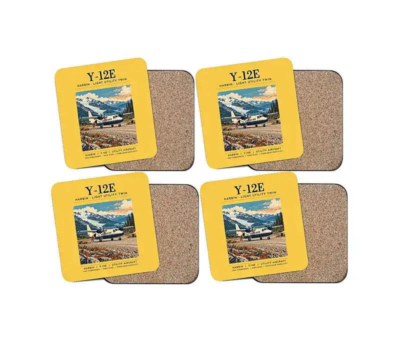 Harbin Y-12E - Poster - Coaster Set - Yellow