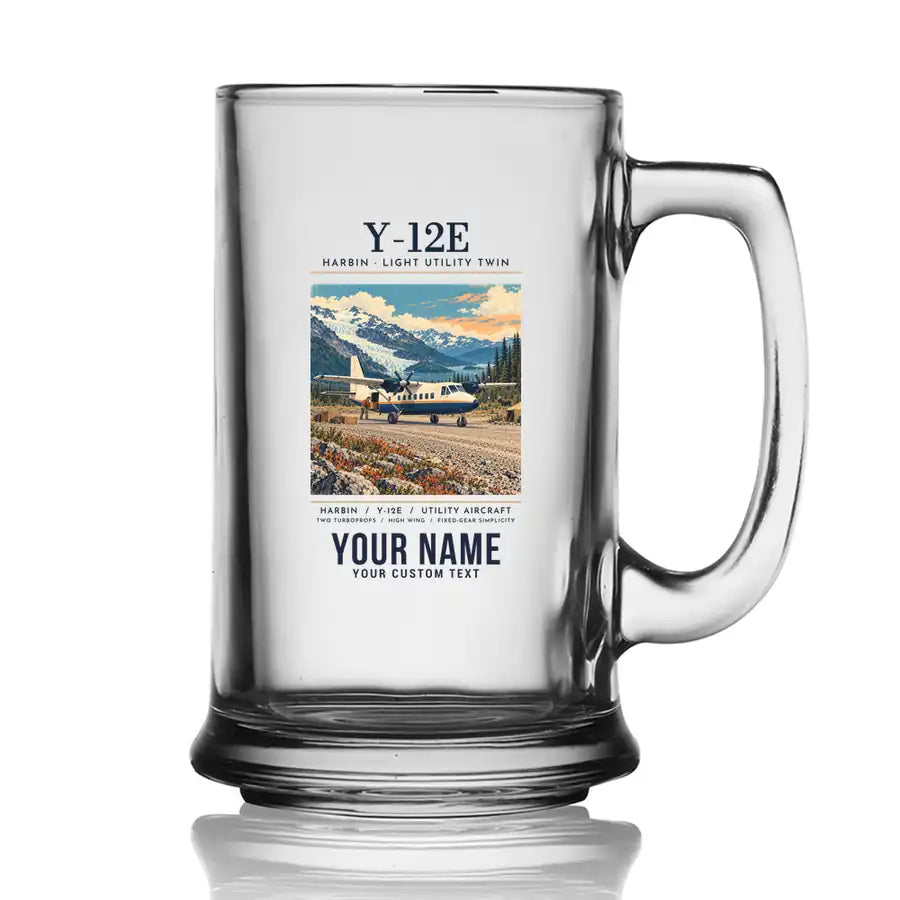 Harbin Y-12E - Poster + Name - Beer Glass with Holder