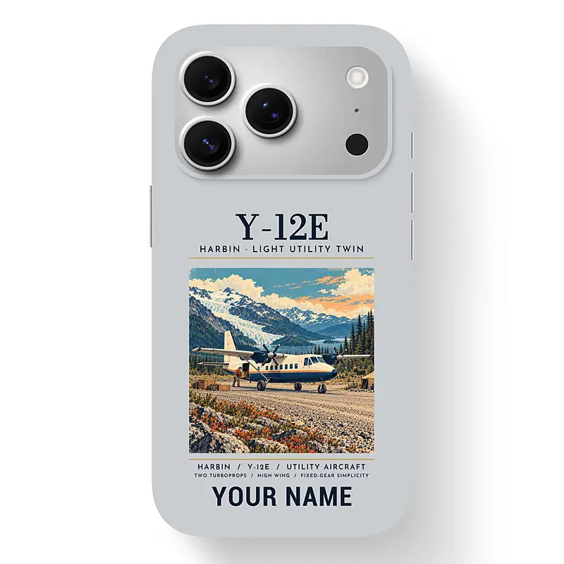 Harbin Y-12E - Poster + Name - MagSafe iPhone 17 Pro - Light Gray