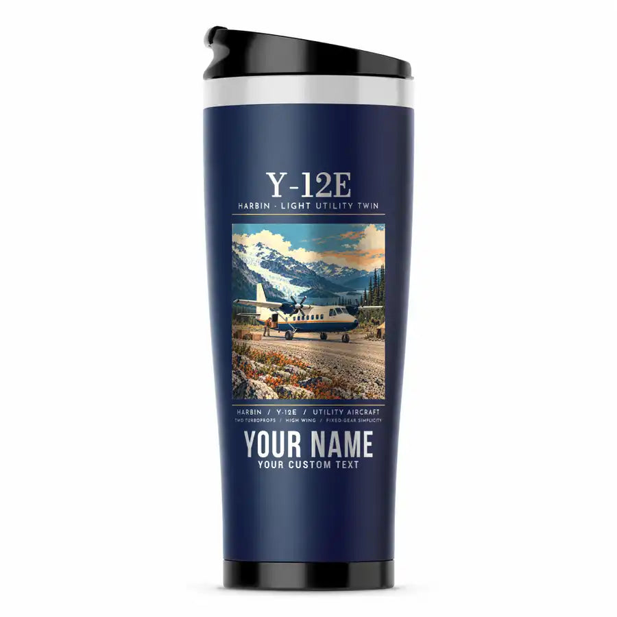 Harbin Y-12E - Poster + Name - Stainless Steel (No Holder) - Dark Blue