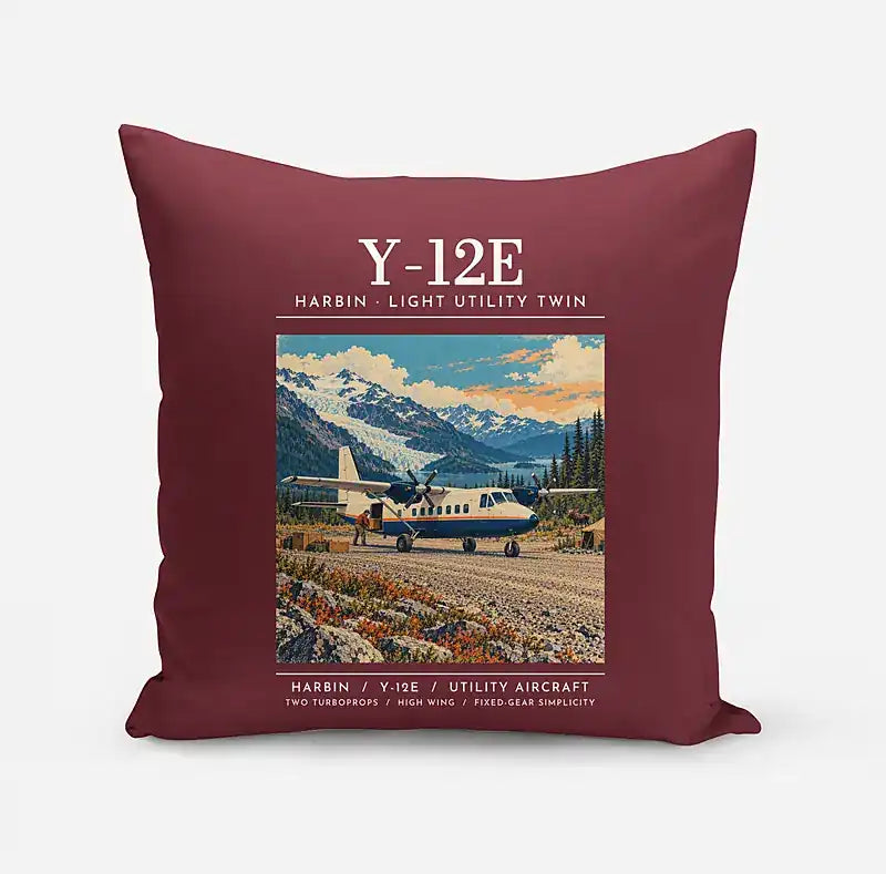 Harbin Y-12E - Poster - Pillow - Dark Red