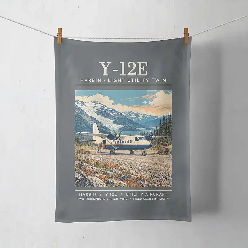 Harbin Y-12E - Poster - Towel - Gray