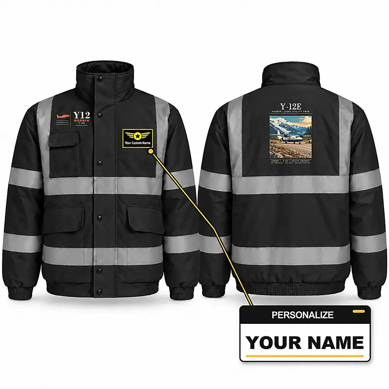 Harbin Y-12E Reflective Winter Jackets - Poster + Name - Black