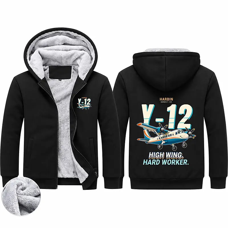 Harbin Y-12E Zipped Sweatshirts - Cartoon - Black