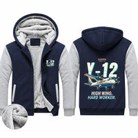 Thumbnail for Harbin Y-12E Zipped Sweatshirts - Cartoon - Navy & Gray