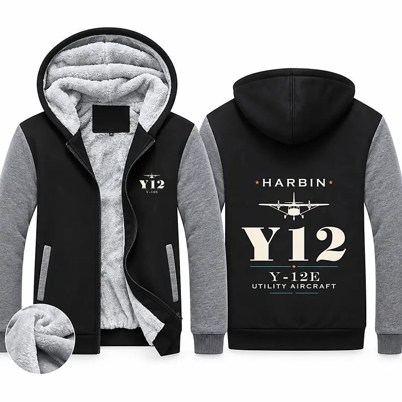 Harbin Y-12E Zipped Sweatshirts - Heritage - Black & Gray