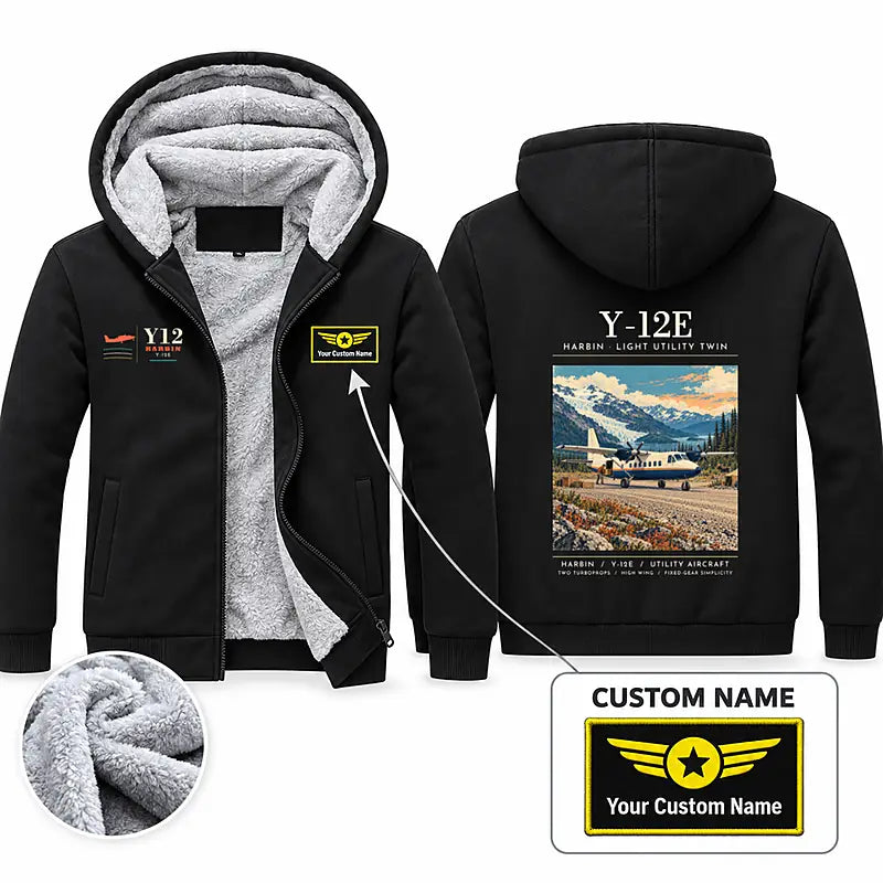 Harbin Y-12E Zipped Sweatshirts - Poster + Name - Black