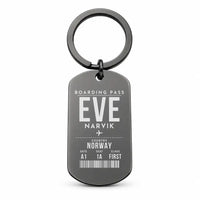 Thumbnail for Harstad Narvik Evenes Airport EVE - Key Chain - Boarding Pass Style - Black