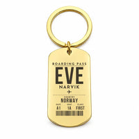 Thumbnail for Harstad Narvik Evenes Airport EVE - Key Chain - Boarding Pass Style - Gold