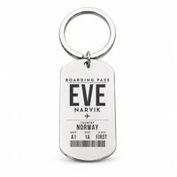 Thumbnail for Harstad Narvik Evenes Airport EVE - Key Chain - Boarding Pass Style - Silver