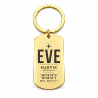 Thumbnail for Harstad Narvik Evenes Airport EVE - Key Chain - Original Design - Gold