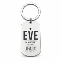 Thumbnail for Harstad Narvik Evenes Airport EVE - Key Chain - Original Design - Silver