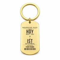 Thumbnail for Hat Yai International Airport HDY - Key Chain - Customizable Boarding Pass - Gold