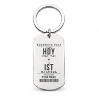 Thumbnail for Hat Yai International Airport HDY - Key Chain - Customizable Boarding Pass - Silver
