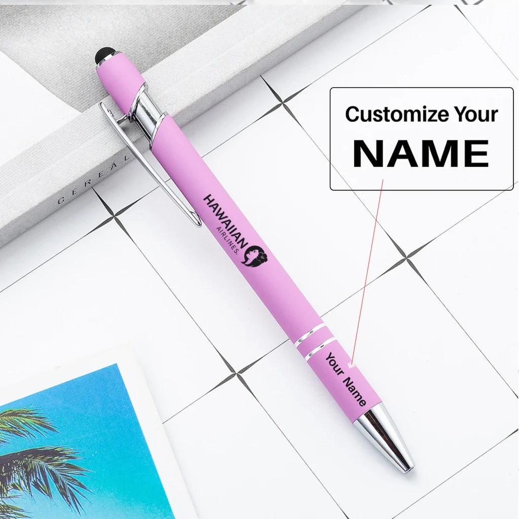 Hawaiian Airlines touch pen - light purple with name