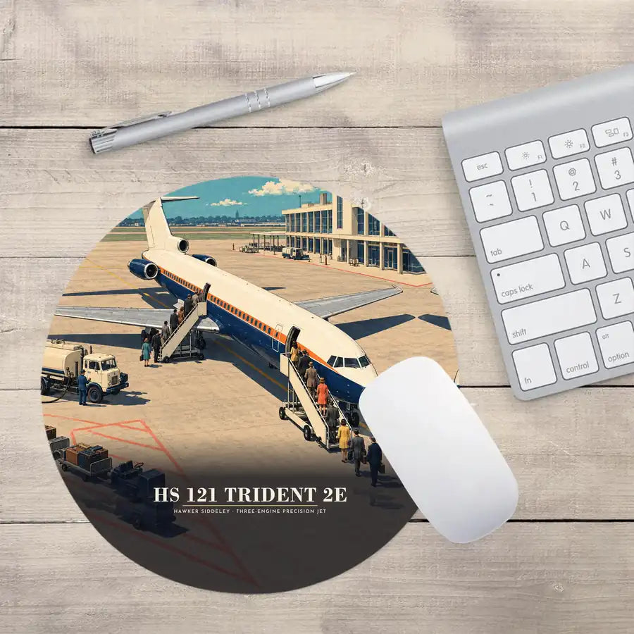 Hawker Siddeley HS 121 Trident 2E - 3D - Round Mouse Pad - Full Print