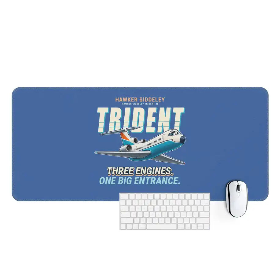 Hawker Siddeley HS 121 Trident 2E - Cartoon - Desk Mat - Blue
