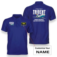 Thumbnail for Hawker Siddeley HS 121 Trident 2E - Cartoon - Double-Side Polo - Blue + Name