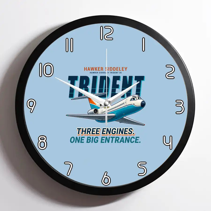 Hawker Siddeley HS 121 Trident 2E - Cartoon - Framed - Light Blue
