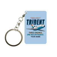 Thumbnail for Hawker Siddeley HS 121 Trident 2E - Cartoon + Name - Key Chain - Light Blue