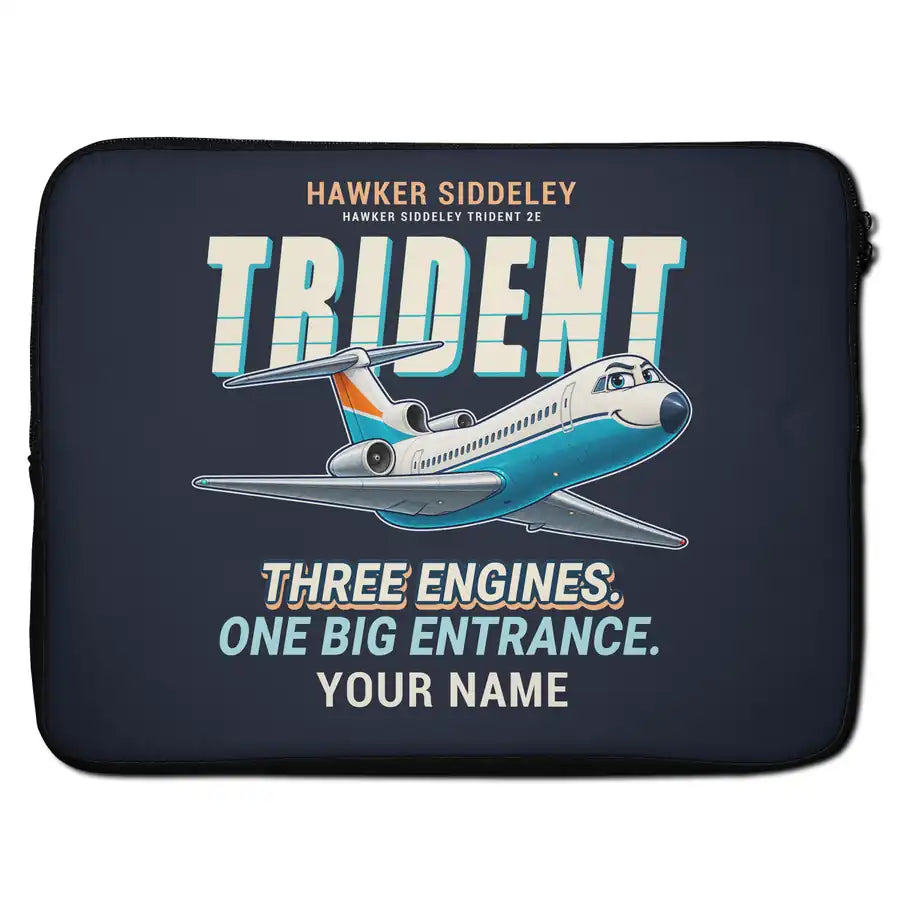 Hawker Siddeley HS 121 Trident 2E - Cartoon + Name - Laptop Sleeve