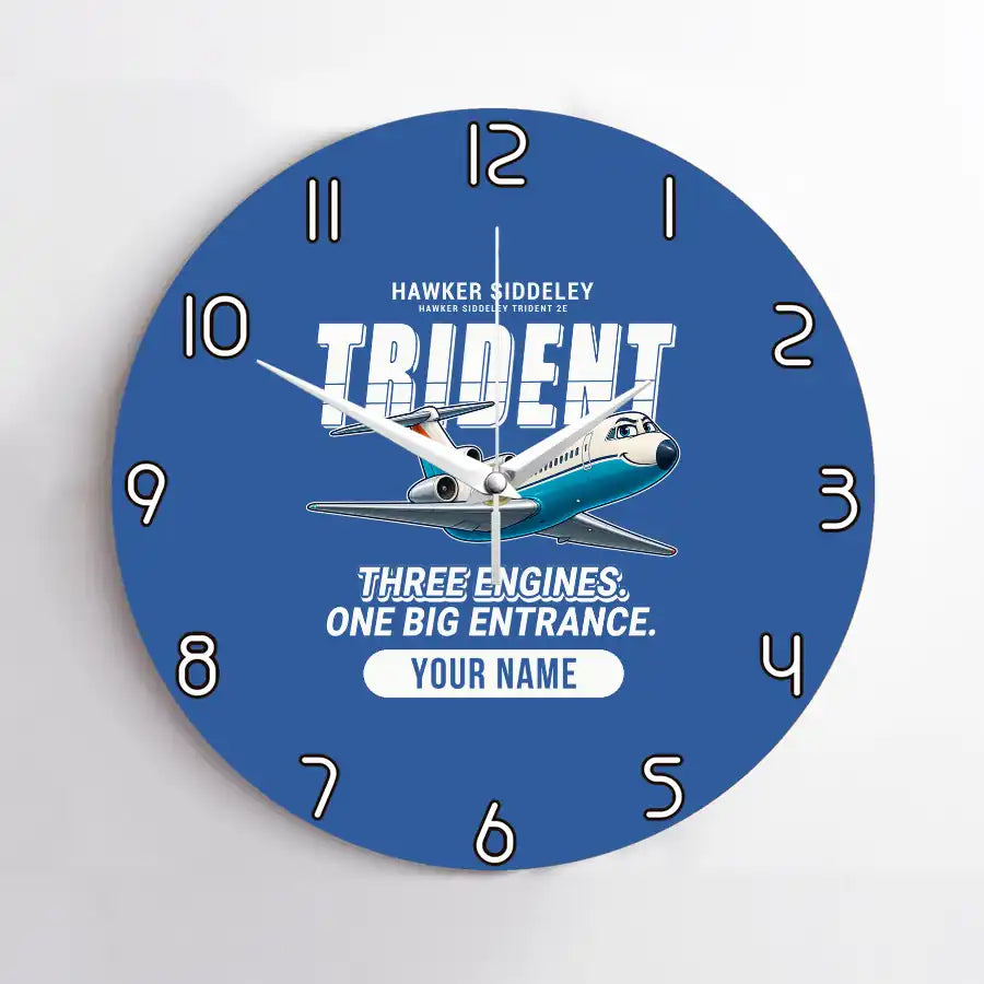 Hawker Siddeley HS 121 Trident 2E - Cartoon + Name - No Frame - Blue