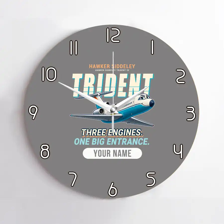 Hawker Siddeley HS 121 Trident 2E - Cartoon + Name - No Frame - Gray