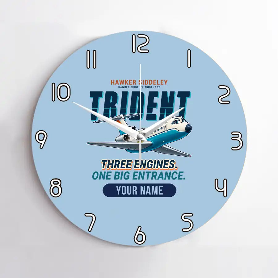 Hawker Siddeley HS 121 Trident 2E - Cartoon + Name - No Frame - Light Blue