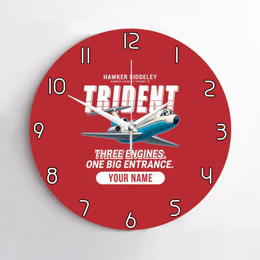 Hawker Siddeley HS 121 Trident 2E - Cartoon + Name - No Frame - Red