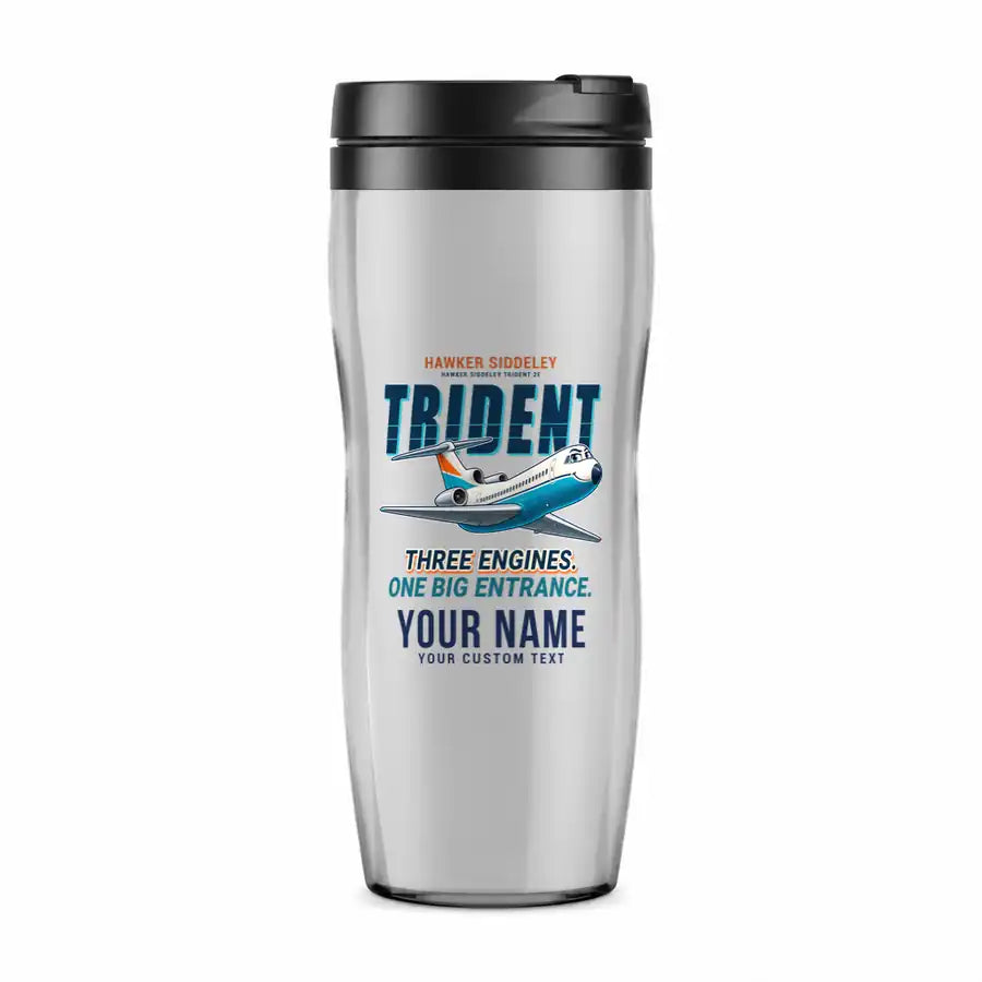 Hawker Siddeley HS 121 Trident 2E - Cartoon + Name - Plastic (No Holder) - Light Gray