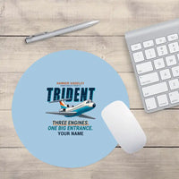 Thumbnail for Hawker Siddeley HS 121 Trident 2E - Cartoon + Name - Round Mouse Pad - Light Blue