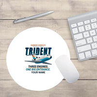 Thumbnail for Hawker Siddeley HS 121 Trident 2E - Cartoon + Name - Round Mouse Pad - White