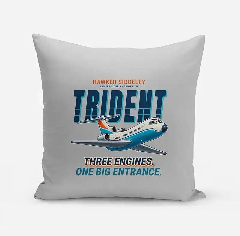 Hawker Siddeley HS 121 Trident 2E - Cartoon - Pillow - Light Gray