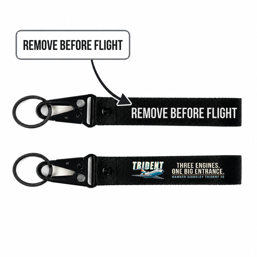 Hawker Siddeley HS 121 Trident 2E Hawk-Shaped Key Chains - Black - Cartoon - Remove Before Flight