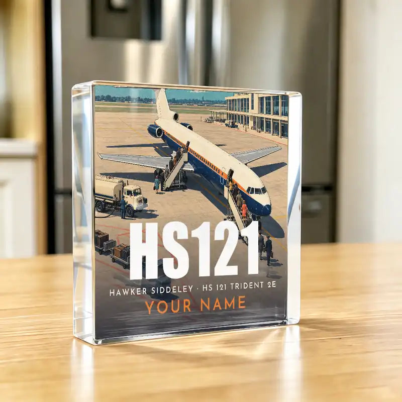 Hawker Siddeley HS 121 Trident 2E - Crystal Ornament - 3D + Name - Kitchen