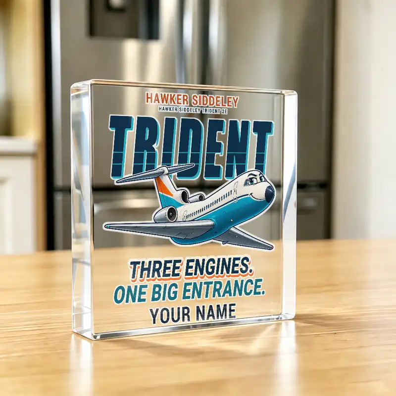 Hawker Siddeley HS 121 Trident 2E - Crystal Ornament - Cartoon + Name - Kitchen