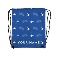 Thumbnail for Hawker Siddeley HS 121 Trident 2E - Drawstring Bag - 3D Pattern + Name - Blue