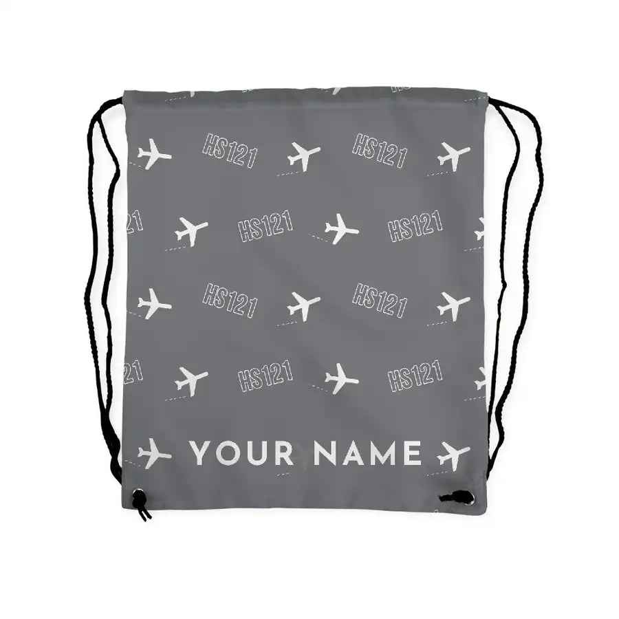 Hawker Siddeley HS 121 Trident 2E - Drawstring Bag - 3D Pattern + Name - Gray