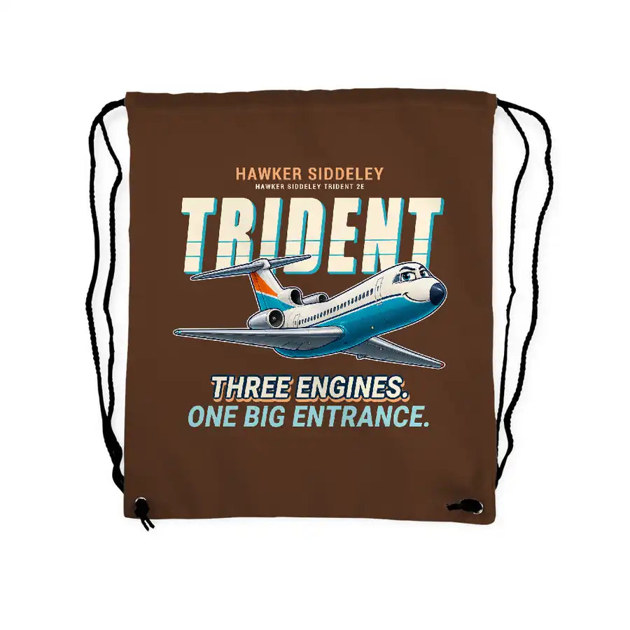 Hawker Siddeley HS 121 Trident 2E - Drawstring Bag - Cartoon - Brown