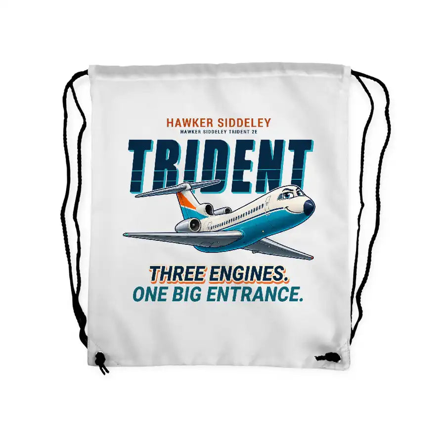 Hawker Siddeley HS 121 Trident 2E - Drawstring Bag - Cartoon - White