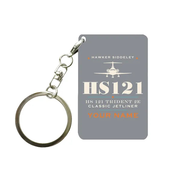 Hawker Siddeley HS 121 Trident 2E - Heritage + Name - Key Chain - Gray