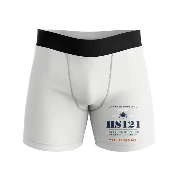 Hawker Siddeley HS 121 Trident 2E - Men Boxers - Heritage + Name - White