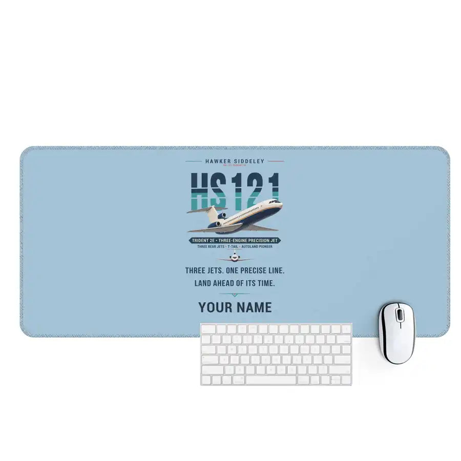 Hawker Siddeley HS 121 Trident 2E - Original + Name - Desk Mat - Light Blue