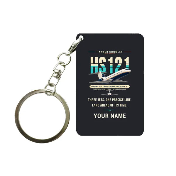 Hawker Siddeley HS 121 Trident 2E - Original + Name - Key Chain - Black