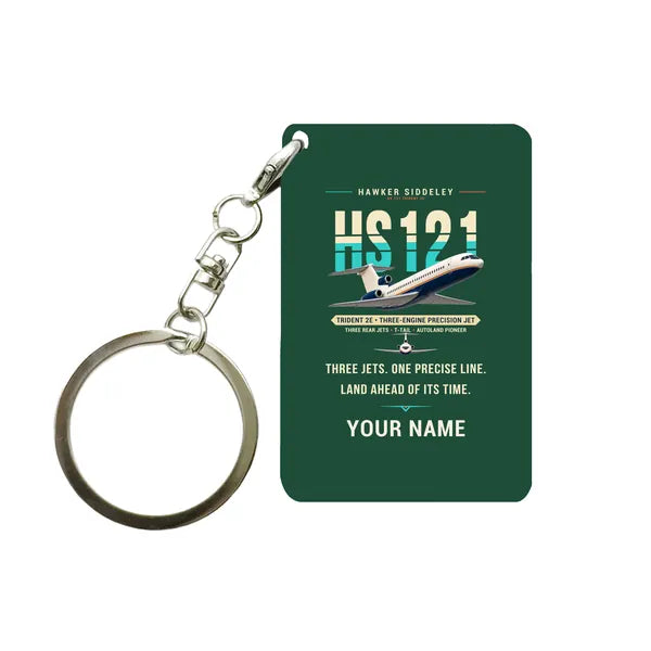 Hawker Siddeley HS 121 Trident 2E - Original + Name - Key Chain - Dark Green