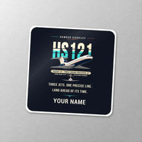 Thumbnail for Hawker Siddeley HS 121 Trident 2E - Original + Name - Square Sticker - Close-up