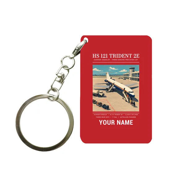 Hawker Siddeley HS 121 Trident 2E - Poster + Name - Key Chain - Red