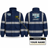 Thumbnail for Hawker Siddeley HS 121 Trident 2E Reflective Winter Jackets - Cartoon + Name - Navy Blue