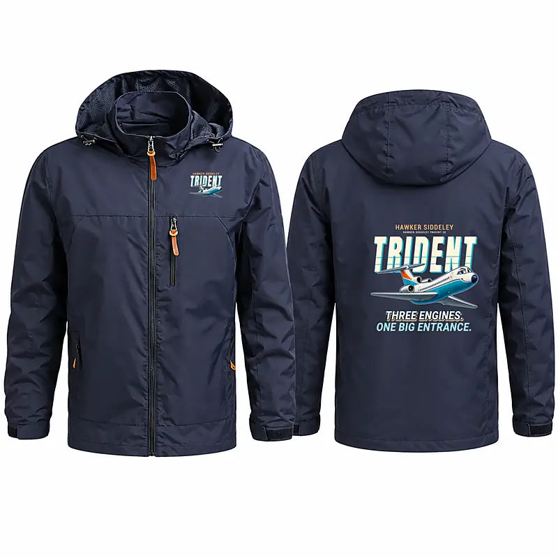 Hawker Siddeley HS 121 Trident 2E Stylish Jackets - Hooded Windbreaker - Cartoon - Navy Blue